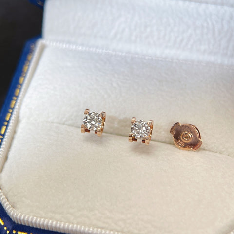 Square Shape 0.50ct  Diamond Earring 18K Rose solid gold