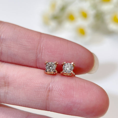 Square Shape 0.50ct  Diamond Earring 18K Rose solid gold