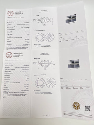 2CT Lab Grown Diamond IGI Certificate D VVS2 four prongs stud Earring 18K solid gold