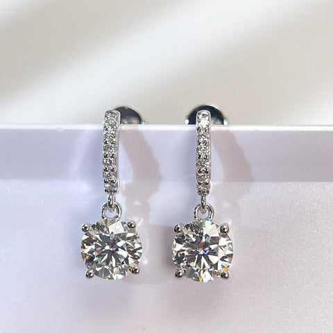 2CT Lab Grown Diamond IGI Certificate D VVS2 Solitaire Drop Diamond Earrings 14K Solid Gold