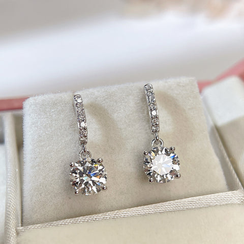 2CT Lab Grown Diamond IGI Certificate D VVS2 Solitaire Drop Diamond Earrings 14K Solid Gold