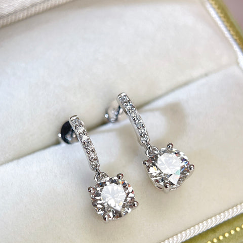 2CT Lab Grown Diamond IGI Certificate D VVS2 Solitaire Drop Diamond Earrings 14K Solid Gold