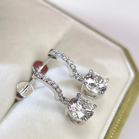 2CT Lab Grown Diamond IGI Certificate D VVS2 Solitaire Drop Diamond Earrings 14K Solid Gold