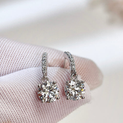 2CT Lab Grown Diamond IGI Certificate D VVS2 Solitaire Drop Diamond Earrings 14K Solid Gold