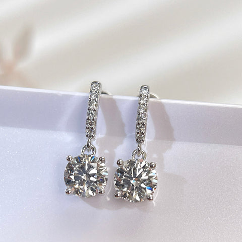 2CT Lab Grown Diamond IGI Certificate D VVS2 Solitaire Drop Diamond Earrings 14K Solid Gold