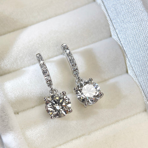 2CT Lab Grown Diamond IGI Certificate D VVS2 Solitaire Drop Diamond Earrings 14K Solid Gold