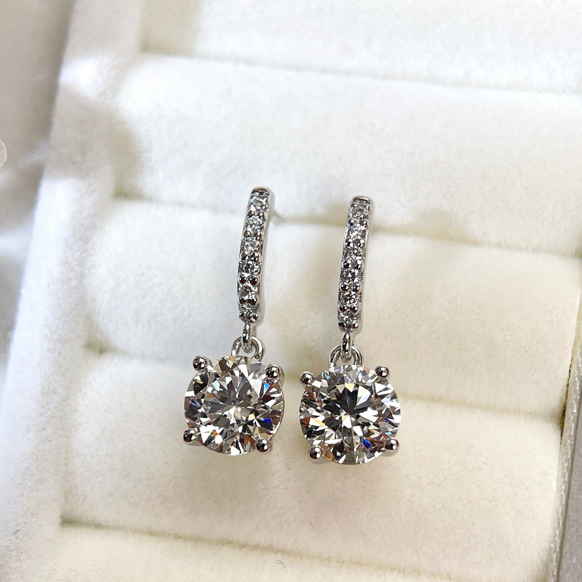2CT Lab Grown Diamond IGI Certificate D VVS2 Solitaire Drop Diamond Earrings 14K Solid Gold